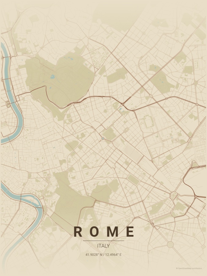 Rome map poster in the Vintage theme